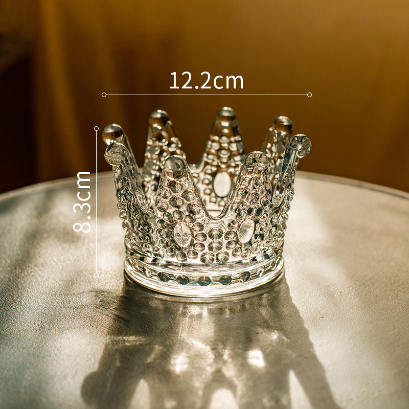 Crown Glass Candle & Ashtray Holder