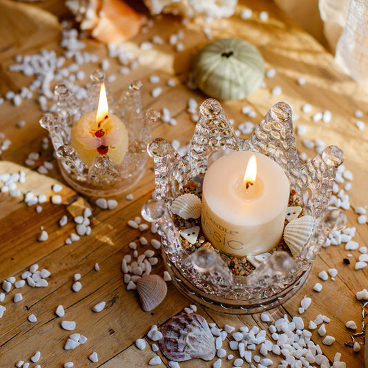 Crown Glass Candle & Ashtray Holder