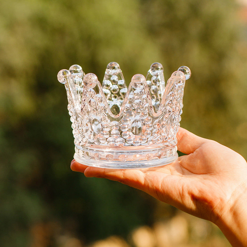 Crown Glass Candle & Ashtray Holder