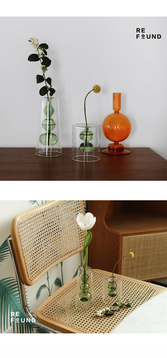 Retro Stained Glass Flower Vase