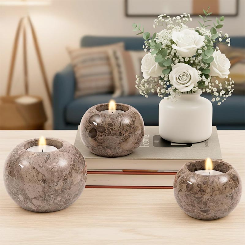 Radicaln Marble Tealight Candle Holder Set of 3 - Pillar Candle Holder