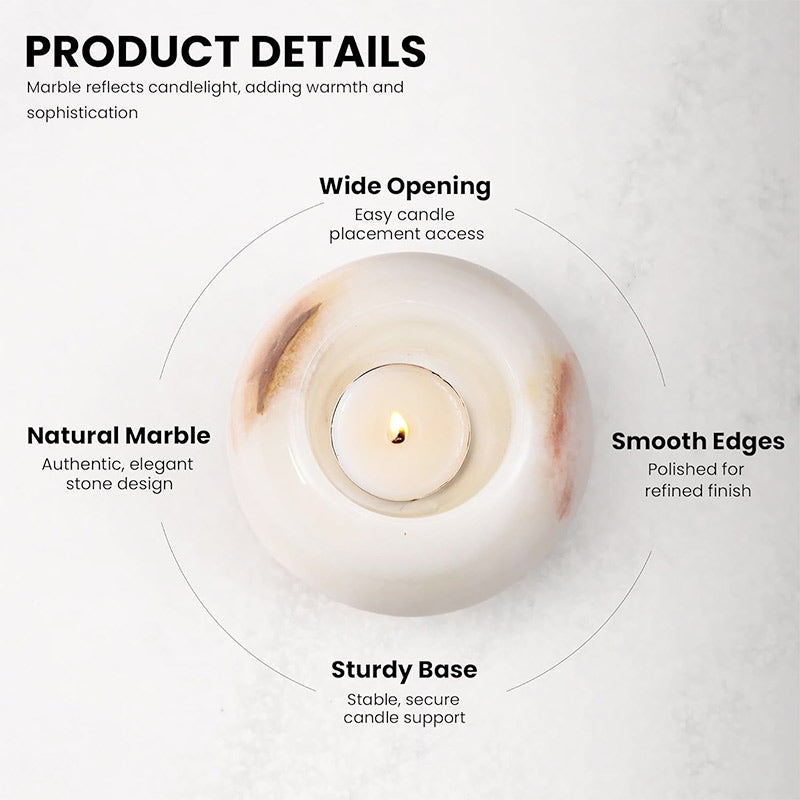 Radicaln Marble Tealight Candle Holder Set of 3 - Pillar Candle Holder