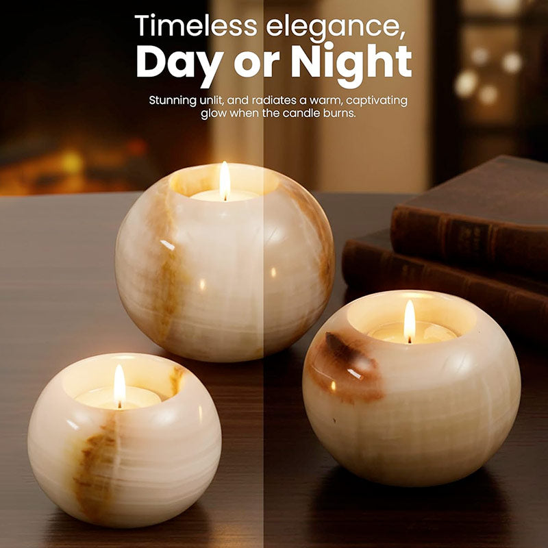 Radicaln Marble Tealight Candle Holder Set of 3 - Pillar Candle Holder