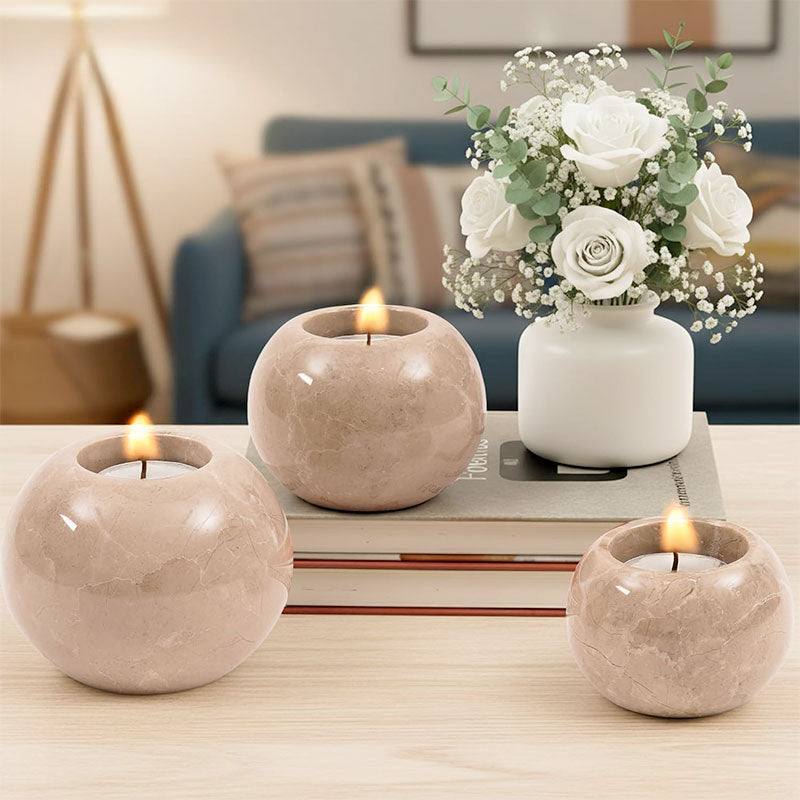 Radicaln Marble Tealight Candle Holder Set of 3 - Pillar Candle Holder