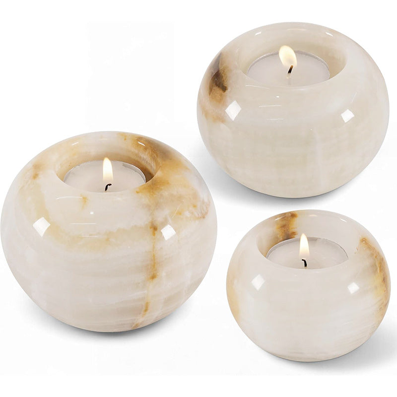 Radicaln Marble Tealight Candle Holder Set of 3 - Pillar Candle Holder