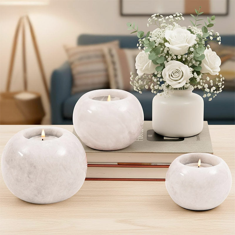 Radicaln Marble Tealight Candle Holder Set of 3 - Pillar Candle Holder